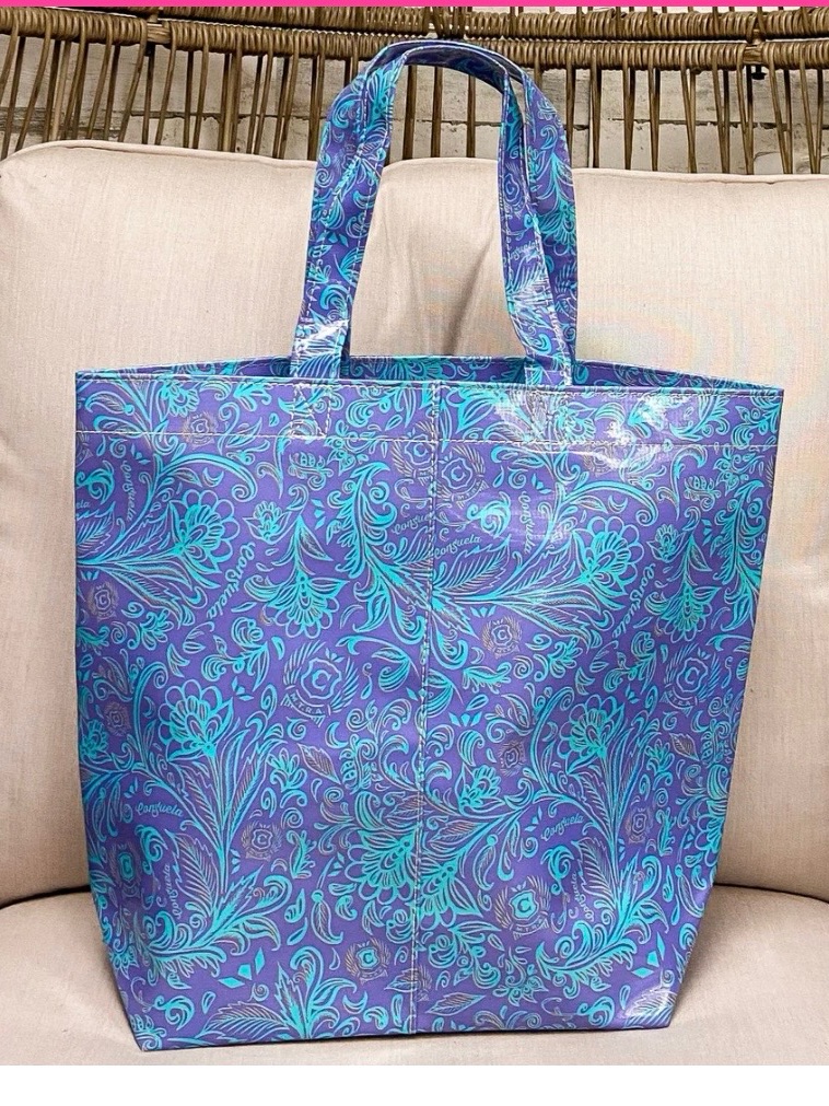 Consuela Purple And Teal Floral Laminated Tote
